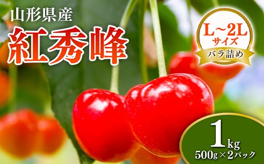 【先行予約 令和8年度発送】山形県産 さくらんぼ 紅秀峰 1kg（500g×2パック）秀品以上 L～2Lサイズ FSY-0676 891819 - 山形県山形県庁
