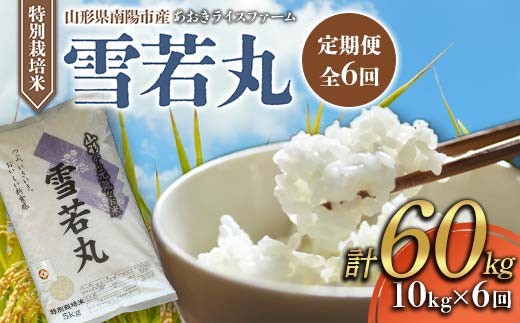 【金賞受賞農家】 《定期便6回》 令和7年産 特別栽培米 雪若丸 計10kg(5kg×2袋)×6か月 『あおきライスファーム』 山形南陽産 米 白米 精米 ご飯 農家直送 山形県 南陽市 [2667]