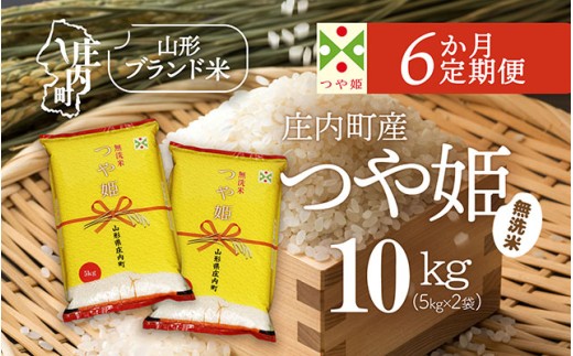 ＜5月下旬発送＞庄内米6か月定期便！つや姫 無洗米 10kg【入金期限：2026.4.25】5kg×2袋 ブランド米 米 国産 単一原料米 山形 庄内平野 コシヒカリの原点、亀の尾発祥の地 庄内 定期