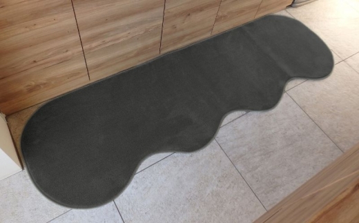 北欧風キッチンマット ラグマットタイプ 65×270cm ピーナッツ型 チャコール 抗菌防臭 SEK 織人しきもの屋工房