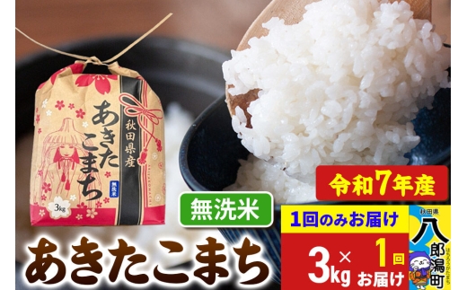 あきたこまち 3kg×1袋【無洗米】令和7年産 秋田県産 こまちライン [こまちライン あきたこまち ブランド米 お米 無洗米 精米 米どころ 秋田 秋田県産] 2118140 - 秋田県八郎潟町