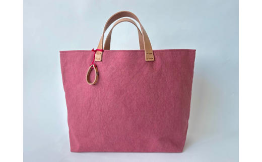 手染め帆布トートバッグ　からふるL〈桃色〉