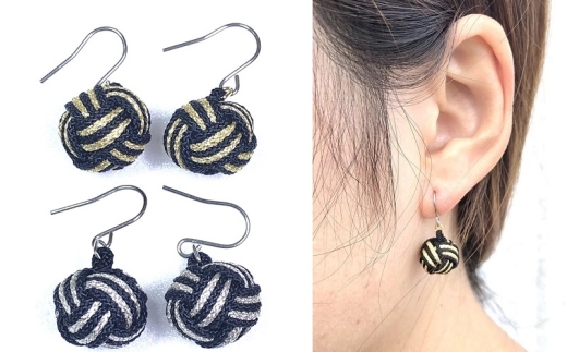 組紐ピアスモンキー黒金【hrkz0027-1】