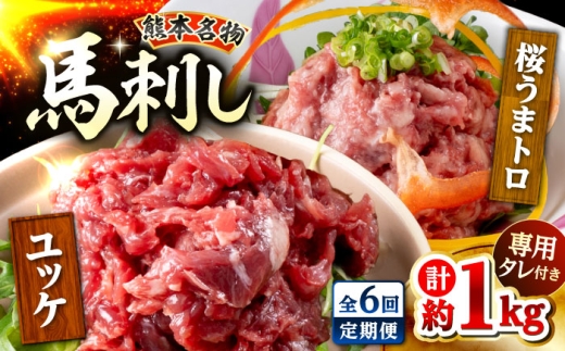 【全6回定期便】鮮馬刺し ユッケ 桜うまトロ ネギトロ セット 計約1kg 馬刺し【株式会社 千興ファーム】 [AYAF136]