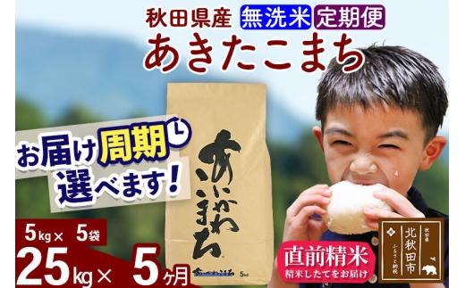 ※令和7年産※《定期便5ヶ月》秋田県産 あきたこまち 25kg【無洗米】(5kg小分け袋) 2025年産 お届け周期調整可能 隔月に調整OK お米 藤岡農産 [藤岡農産 秋田 お米 あきたこまち 米どころ 東北 北秋田市 定期便 毎月お届け]