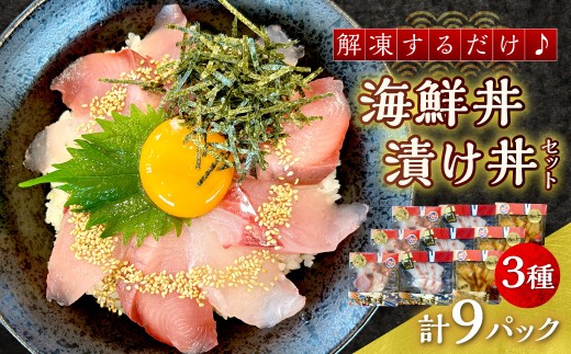 浜田の海鮮丼・漬け丼おまかせ3種セット 9パック 魚 魚介類 刺身 海鮮 海鮮丼 漬け丼 おまかせ 【195_2020】