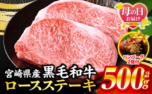 【母の日までにお届け】【数量限定】畜産農家応援！宮崎県産黒毛和牛ロースステーキ250g×2・国産牛ハンバーグ100g×2個_M132-091-PU3-B2-MD 1898431 - 宮崎県宮崎市