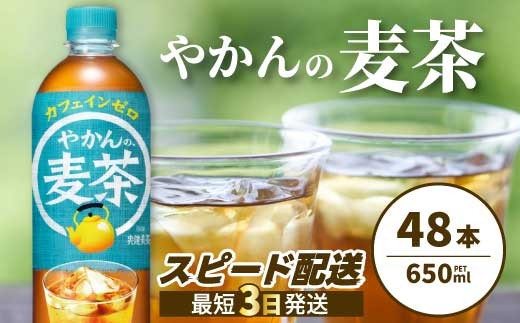 やかんの麦茶 from 爽健美茶 PET 650ml×48本(24本×2ケース) 最短3日で発送 ペットボトル お茶 むぎ茶 飲料 カフェインゼロ 箱買い まとめ買い 防災 備蓄 014061