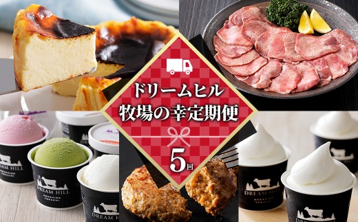 ドリームヒル 牧場の幸 5ヵ月 定期便 Aコース 5回定期便 バスクチーズケーキ 牛タン サガリ アイスクリーム 冷凍ハンバーグ ソフトクリーム 国産 北海道 牛 肉 牛肉 国産牛 お菓子 スイーツ 牛肉 焼肉 ドリームドルチェ ［072-TD80］