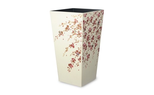 蒔絵調 ダストボックス L角 9.5L 桜ホワイト タツクラフト 【Tk148】【ttcf922-maki-swh-9d5】