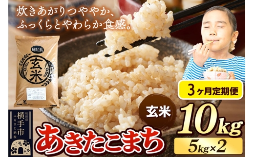 《令和7年産》《定期便3ヶ月》 米 あきたこまち 10kg（5kg×2袋） 【玄米】 秋田県産 [米 コメ 玄米 あきたこまち おいしい 美味しい]