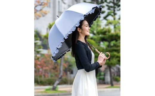 ロサブラン《選べる19色》【日傘】ラージ フリル【60cm】 | 100％ 完全遮光 晴雨兼用 Rose blanc 傘 カサ uvカット 遮光 遮熱 涼感 紫外線対策 1級遮光 ファッション レディース メンズ ファッション おしゃれ 小物 ギフト プレゼント 母の日