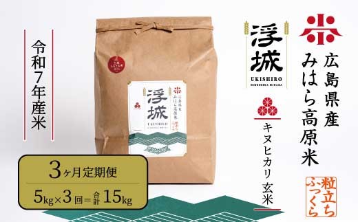 《令和7年》【3か月定期便】きぬひかり 玄米5kg  お米 米 精米 ごはん ご飯 広島県 三原市 220021
