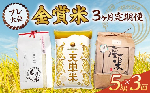 【R8年産米先行予約】【3か月定期便】岩瀬エリア3市町村 プレ大会金賞米リレー便（ミルキークイーン／コシヒカリ／ゆうだい21）精米各5kg（須賀川市・鏡石町・天栄村） 米 お米 ブランド米 銘柄米 備蓄 日本米 こしひかり コメ ごはん ご飯 食品 F7X-0817