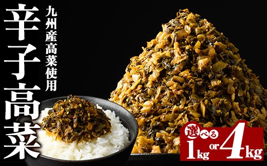 a568 《選べる内容量》九州産辛子高菜(1kg・4kg)【九州新進】姶良市 国産 九州産 たかな 漬物 漬け物 ご飯のお供 おかず おつまみ おにぎり 常温 常温保存