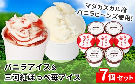 〈1週間以内発送〉バニラアイスクリーム&べにほっぺ苺アイス 7個セット 5000円 バニラアイスクリーム 紅ほっぺ いちご アイスクリーム ソフトクリーム スイーツ デザート