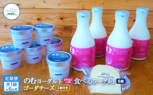 【定期便:全6回】のむヨーグルト 食べるヨーグルト ヨーグルト ゴーダチーズ チーズ 定期便 定期 12回 乳製品 健康 善玉菌 整腸免疫力アップ 朝食 スイーツ デザート ふるさと納税 北海道 中標津町 中標津【1106602】