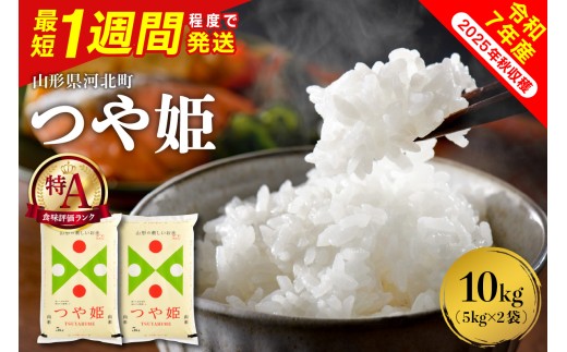 【令和7年産米】※最短1週間程度発送※ つや姫10kg(5kg×2袋) 山形県産 【米comeかほく協同組合】 ka024-047d-010-r7