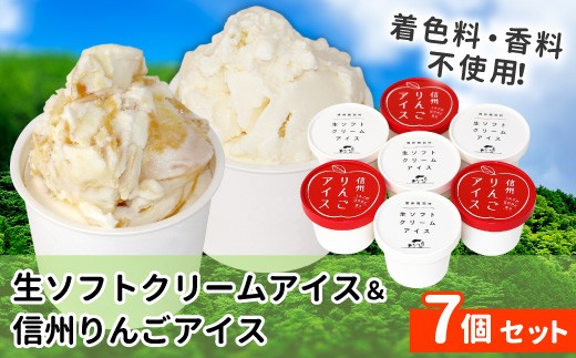 〈1週間以内発送〉生ソフトクリームアイス&信州りんごアイス 7個 生ソフト ミルク マーブルアイス アイスクリーム アイス りんご ふじりんご りんごソース 5000円