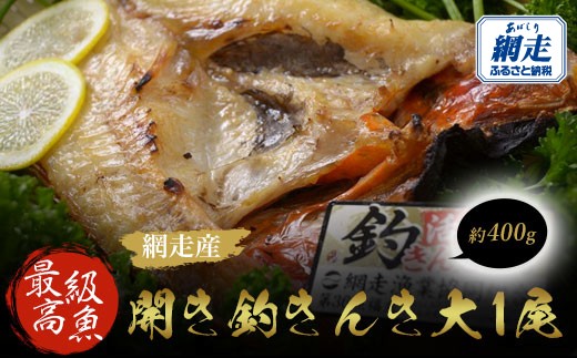 最高級魚<網走産>開き釣きんき大1尾【 ふるさと納税 人気 おすすめ ランキング きんき キンキ 釣きんき 釣キンキ 大ホッケ ホッケ 大ほっけ ほっけ 一夜干し 開き 1尾 喜知次 お祝い ギフト お歳暮 セット 冷凍 海鮮 最高級 魚 新鮮  オホーツク 北海道 網走市 送料無料 】 ABAO1057
