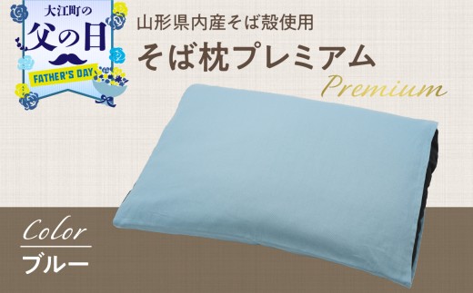 【父の日ギフト】《6月21日お届け》県内産そば殻使用 そば枕プレミアム ブルー 【055-001-BL-C】