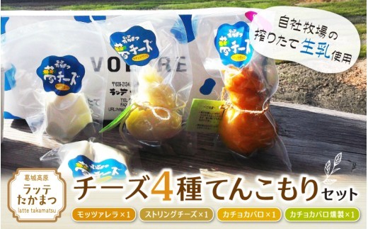 ラッテたかまつ チーズ 4種てんこもりセット / モッツアレラ ストリング カチョカバロ 燻製 自社牧場 生乳 手作り 熟成 お酒 ワイン 酪農 自然 ミルク感 家飲み ピザ グラタン 【latt002】