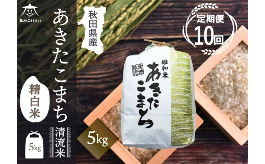 《定期便10ヶ月》あきたこまち 清流米 5kg【白米】 秋田市雄和産 [秋田県産 あきたこまち お米 精米 定期便 5kg 5キロ]