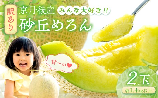【先行予約】訳あり／メロン２玉　みんな大好き甘～ぃ！京丹後砂丘めろん！ 2玉（2026年7月下旬～発送）　YK00530