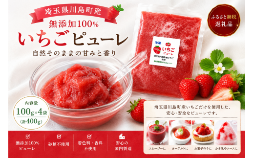 【限定20個】とちおとめ 厳選したいちごのピューレを冷凍パックにてお届け1パック約300ｇ（容器含む）埼玉県 川島町 いちごファクトリー