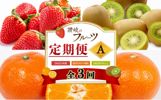 [№4631-2744]讃岐のフルーツ3回定期便【A】【さぬきひめ苺】【温室さぬき小原紅(紅みかん) 】【さぬきキウイっこ】