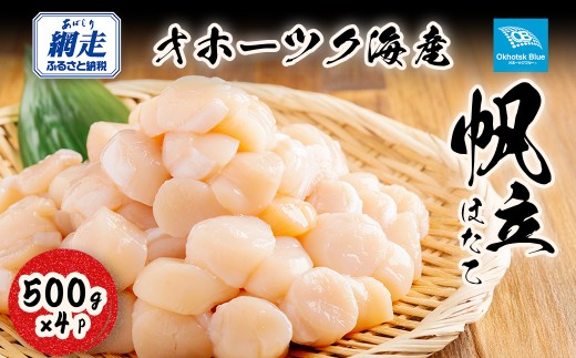北海道オホーツク海産帆立（500g × 4P） 【 ふるさと納税 人気 おすすめ ランキング ホタテ ほたて ホタテ貝柱 ほたて貝柱 帆立 帆立貝柱 刺身 ほたて刺身 ホタテ刺身 帆立刺身 500g 新鮮 海鮮 刺身ほたて オホーツク 北海道 網走市 送料無料 】 ABN023