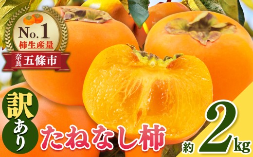 たねなし柿 わけあり！約2㎏ | たねなし 柿 かき フルーツ 果物 おすすめ カキ 秋の味覚 旬 甘い 大容量 農家直送 産地直送 グルメ 食物繊維 豊富 美容 健康 家庭用 西吉野 奈良県 五條市
