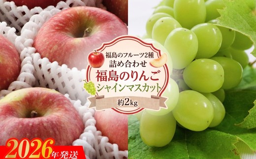 アグリード 福島のフルーツ2種詰め合わせ(りんごとシャインマスカット)約2kg【2026年発送】No.3395