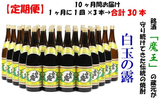 TK-004 【定期便：魔王の姉妹焼酎】＜白玉の露＞ 1升瓶×3本 10ヶ月定期配送 - 鹿児島県錦江町｜ふるさとチョイス - ふるさと納税サイト