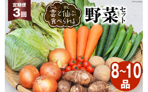 定期便3回】雲（う～ん）と仙（ぜん）ぶ食べられる野菜セット（8～10品 