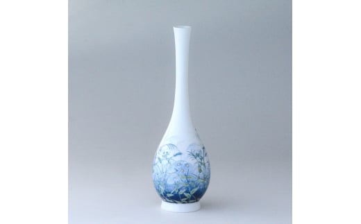 色鍋島 花瓶 一輪挿し 松 梅 佐賀 (約高さ25×8cm角)