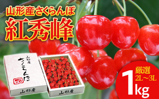 さくらんぼ 紅秀峰 厳選 2L~3L 1kg入り1箱 【令和6年産先行予約】FU20-122 フルーツ くだもの 果物 山形 山形県 山形市  2024年産 - 山形県山形市｜ふるさとチョイス - ふるさと納税サイト