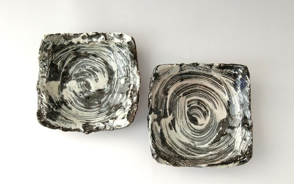 中川自然坊窯 刷毛目唐津 たたら銘々皿 