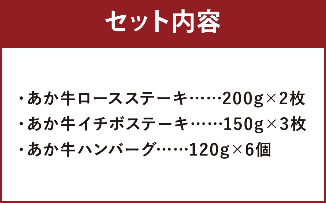 あか牛 ステーキ ＆ ハンバーグ セット 合計 約 1.5kg 3種