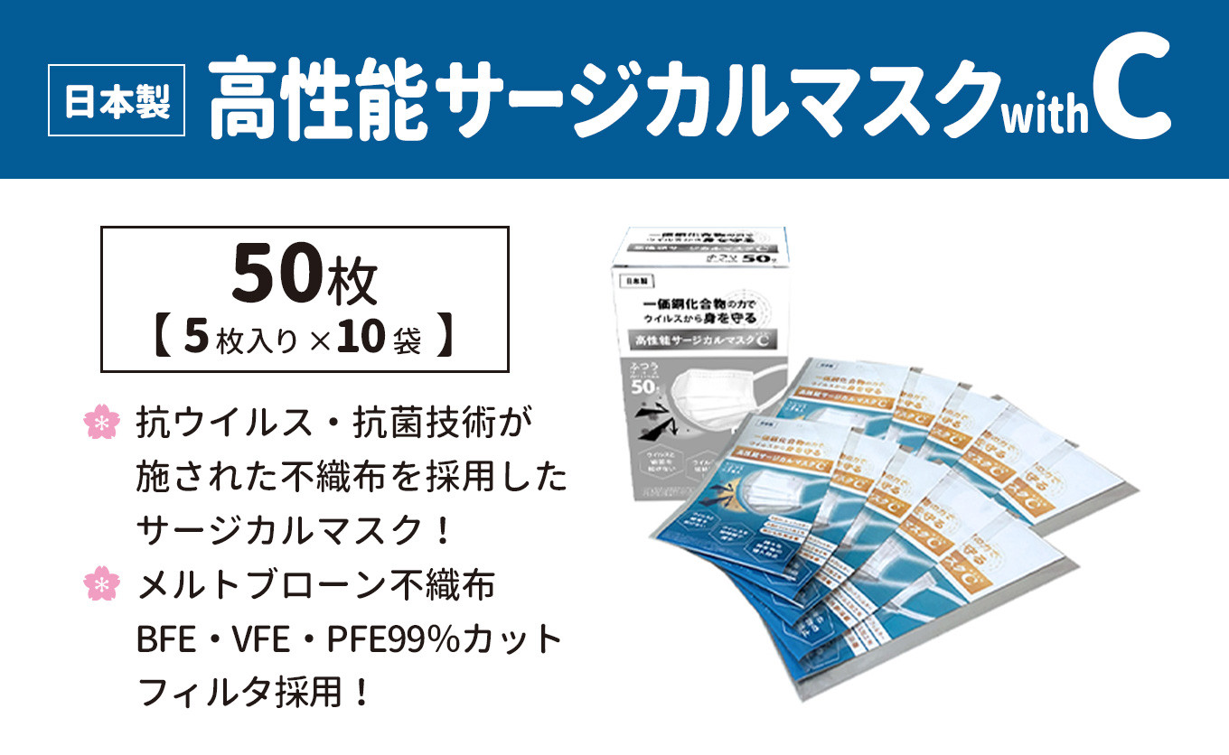 5枚ごとに梱包（1袋）、合計10袋でお届けします。