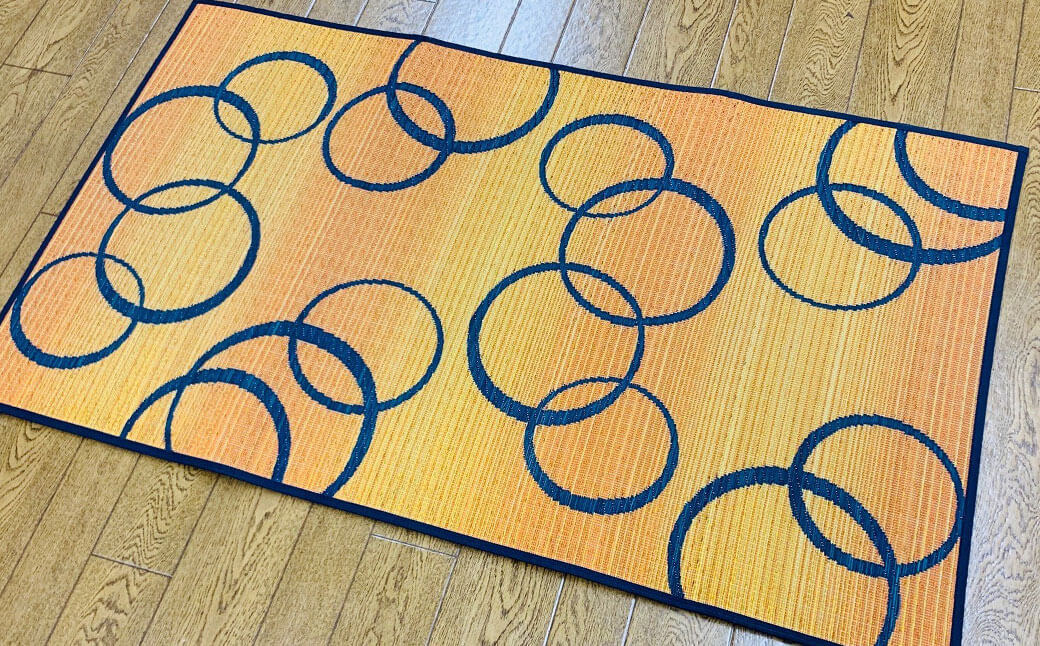 い草 玄関マット Fマルコス 70×120cm（イエロー）屋内