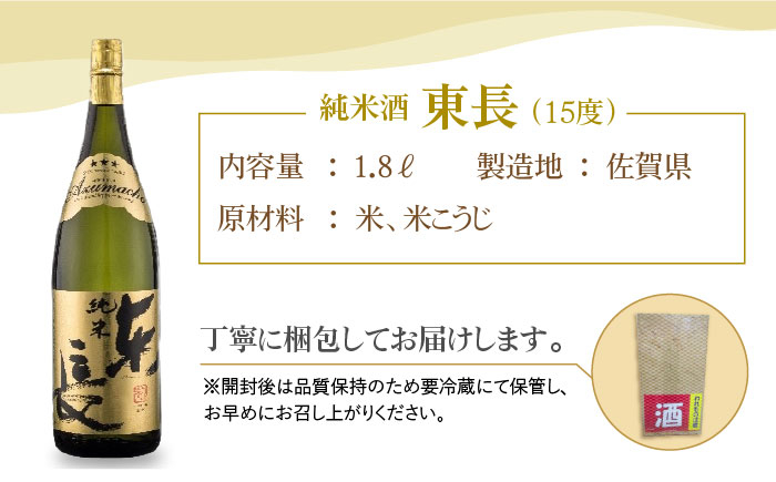 日本酒 純米酒 米 東長 一升瓶 2本 セット 酒 お酒 佐賀 TheSAGA認定酒 プレゼント ギフト 銘酒 贈り物 贈答 