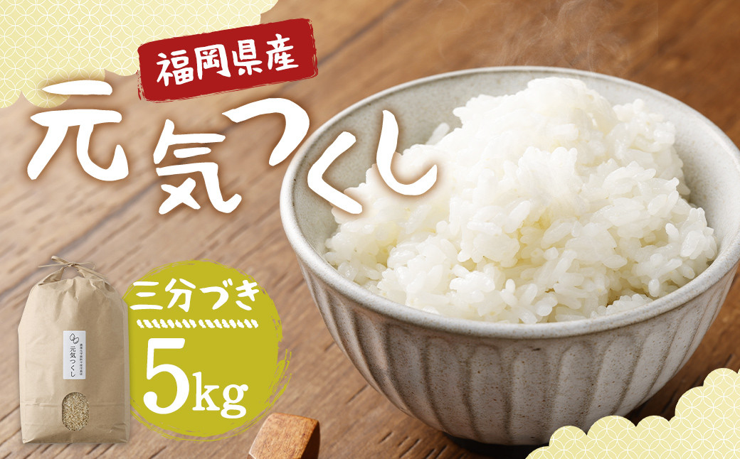 【栽培期間中肥料・農薬不使用】福岡県産 元気つくし 三分づき 5kg