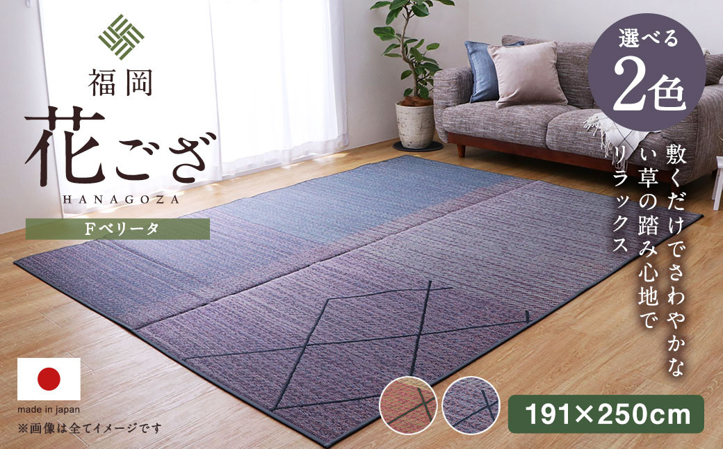 福岡 花ござ Fベリータ 191×250cm( ベージュ / グレイ )カーペット ラグ