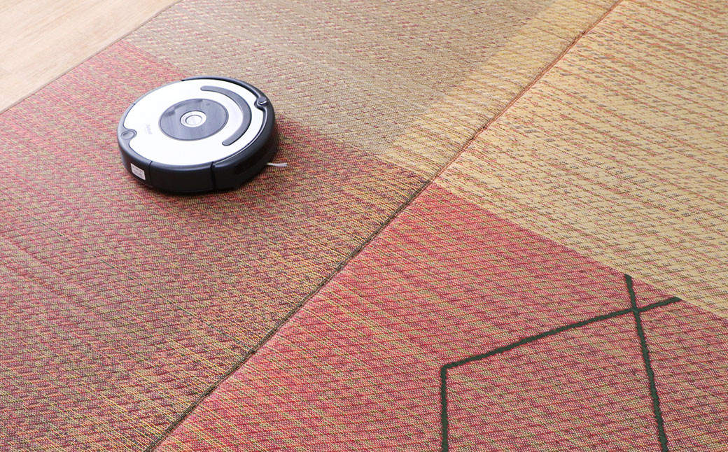 福岡 花ござ Fベリータ 191×191cm( ベージュ / グレイ )カーペット ラグ