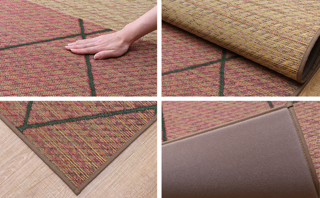 福岡 花ござ Fベリータ 191×191cm( ベージュ / グレイ )カーペット ラグ