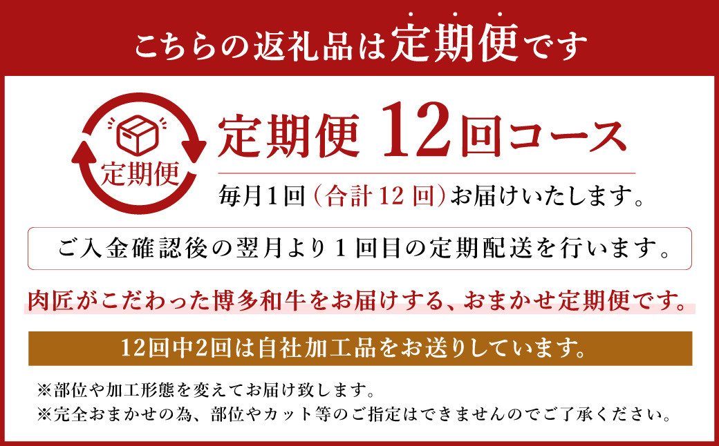 【定期便12回】清柳食産の肉匠が選ぶ 博多和牛 お楽しみ 定期便 