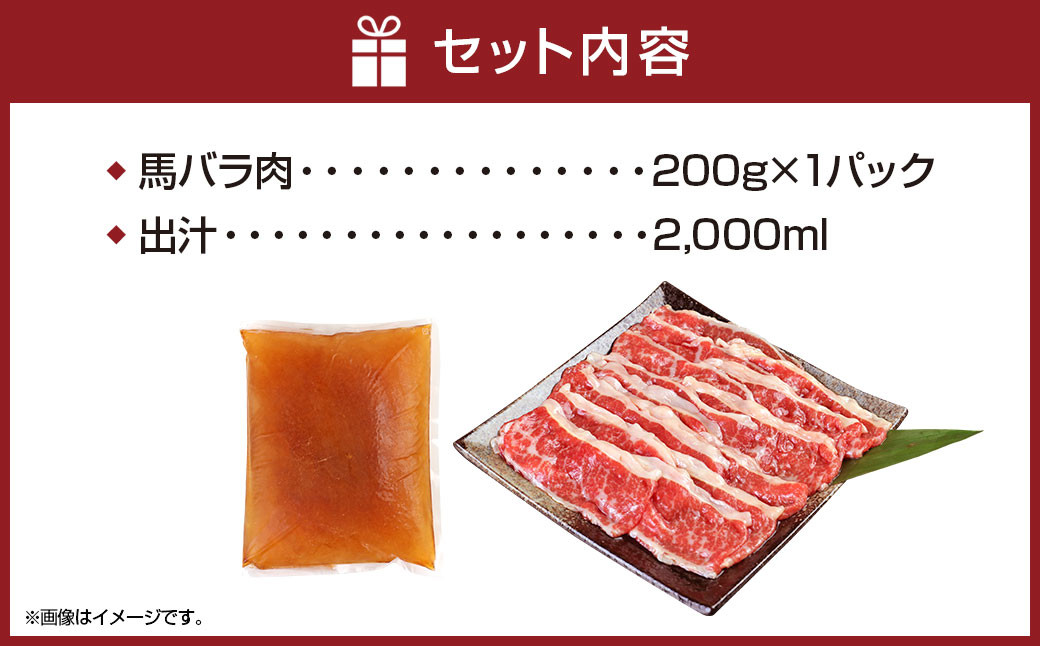 馬肉のしゃぶしゃぶ セット 2~4人分(200g) 馬バラ肉 出汁付き 2000ml