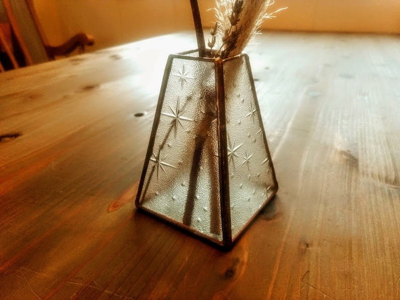 フラワーベース 【小】 銀河 ステンドグラス｜ 鉢カバー ステンドグラス ガラス インテリア レトロ 大阪府 阪南市