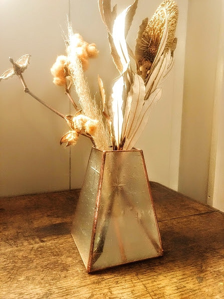 フラワーベース 【大】 銀河 ステンドグラス  ｜ 鉢カバー ステンドグラス ガラス インテリア レトロ 大阪府 阪南市